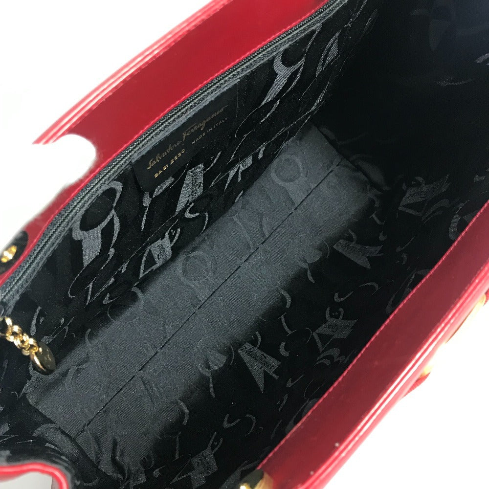 Salvatore Ferragamo ヴァラ ロゴ リボン りぼん トートバッグ 肩掛 カバン ショルダーバッグ レザー ユニセックス レッド