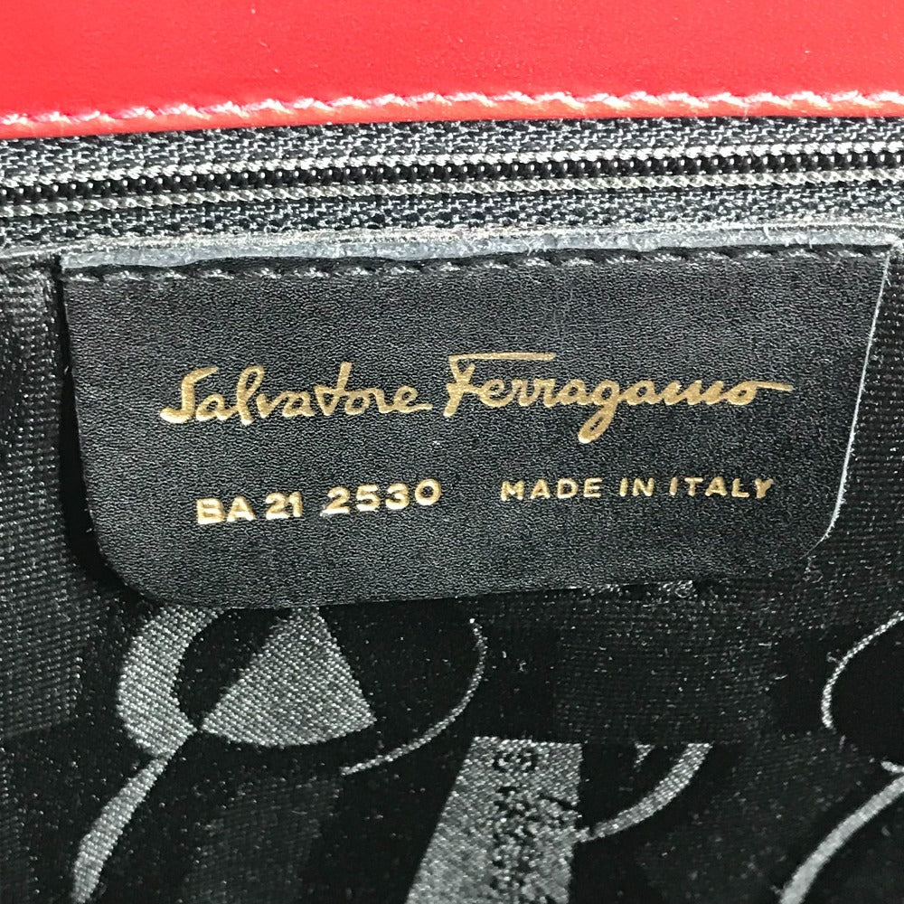 Salvatore Ferragamo ヴァラ ロゴ リボン りぼん トートバッグ 肩掛 カバン ショルダーバッグ レザー ユニセックス レッド