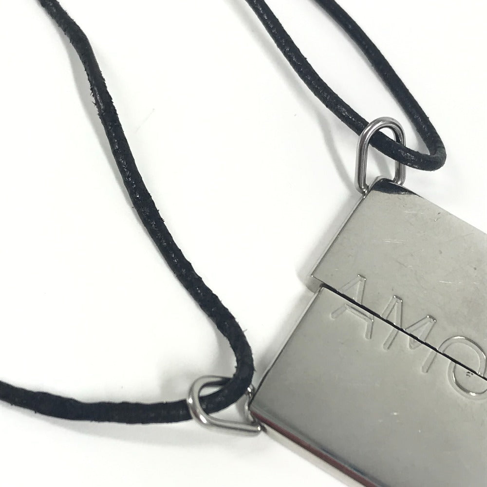 HERMES セット ネックレス アクセサリー AMOUR アムール ペア チョーカー お揃い 2つセット 革紐 ネックレス メタル ユニセックス シルバー