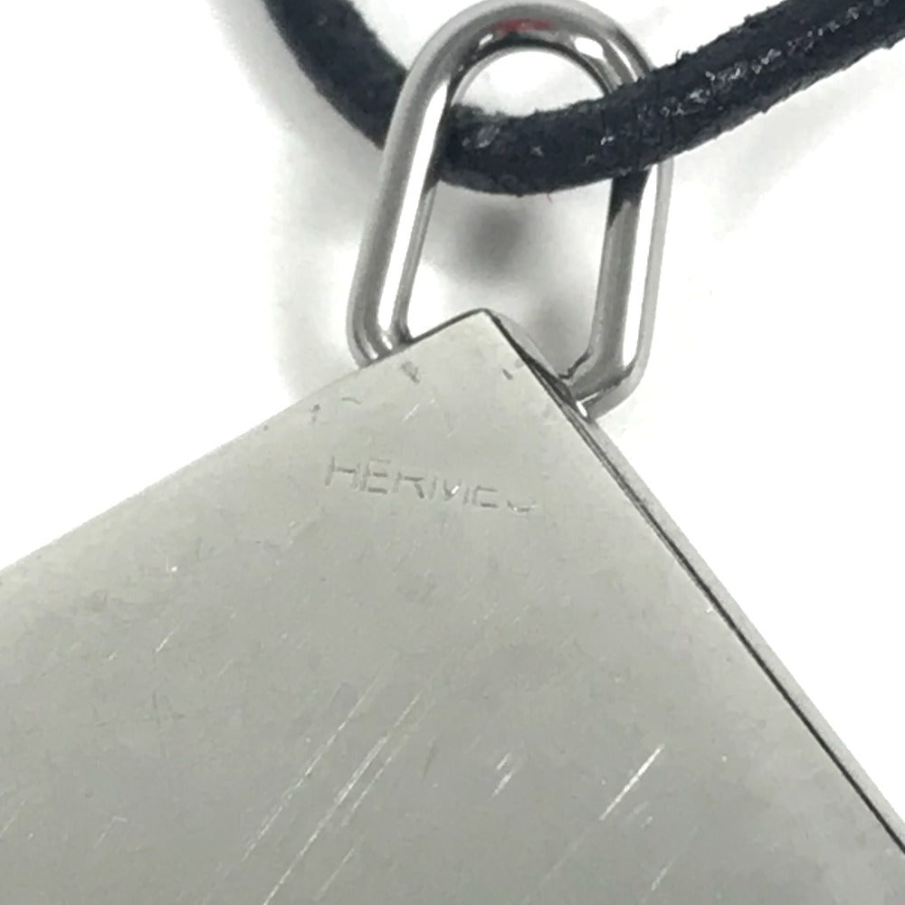 HERMES セット ネックレス アクセサリー AMOUR アムール ペア チョーカー お揃い 2つセット 革紐 ネックレス メタル ユニセックス シルバー