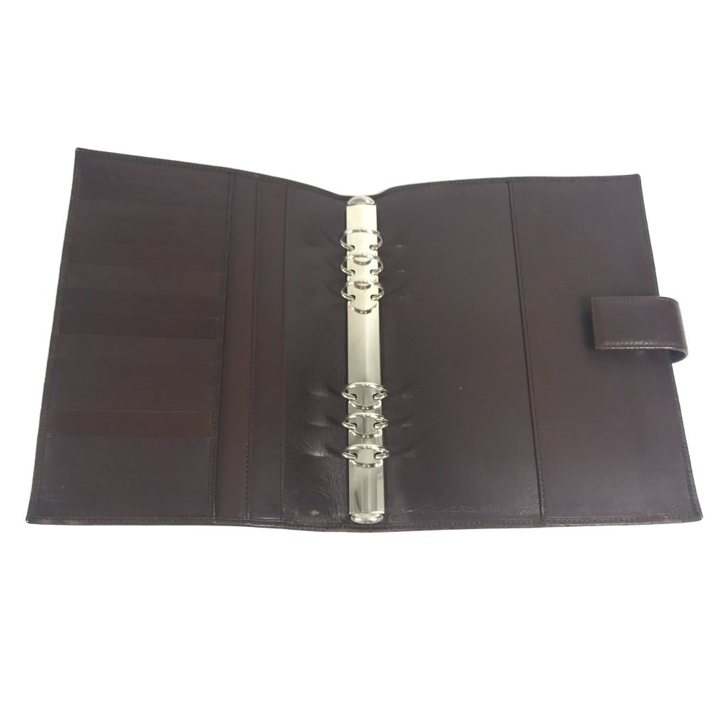 GUCCI 115239 グッチシマ ロゴ GG ステーショナリー 2つ折り ケース ノートカバー シマレザー ユニセックス ブラウン