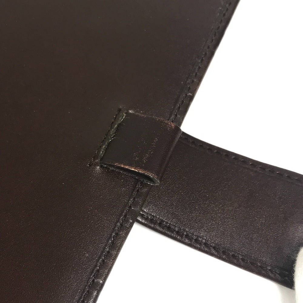 GUCCI 115239 グッチシマ ロゴ GG ステーショナリー 2つ折り ケース ノートカバー シマレザー ユニセックス ブラウン