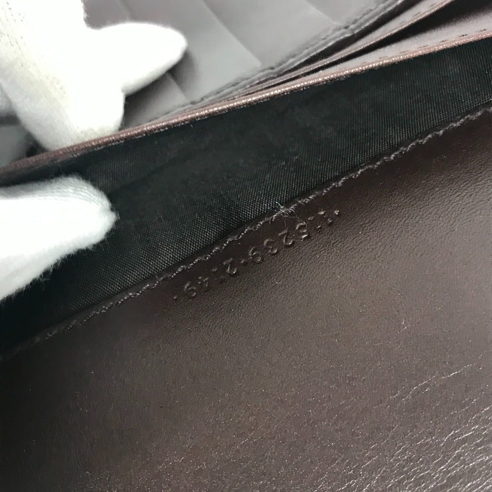 GUCCI 115239 グッチシマ ロゴ GG ステーショナリー 2つ折り ケース ノートカバー シマレザー ユニセックス ブラウン