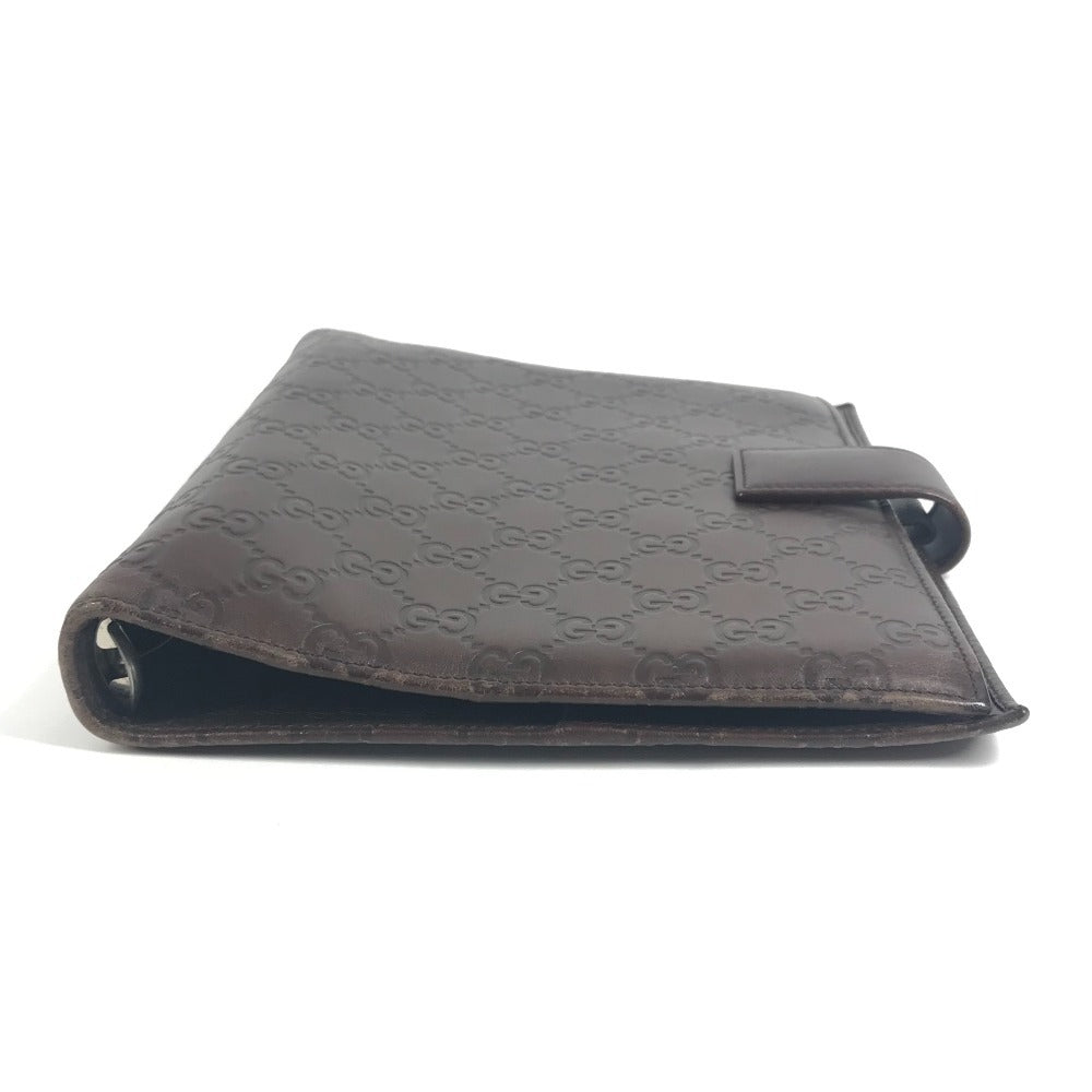 GUCCI 115239 グッチシマ ロゴ GG ステーショナリー 2つ折り ケース ノートカバー シマレザー ユニセックス ブラウン