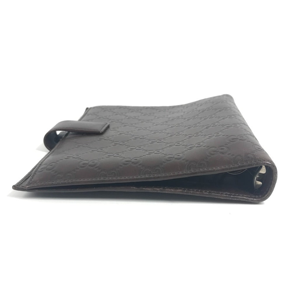 GUCCI 115239 グッチシマ ロゴ GG ステーショナリー 2つ折り ケース ノートカバー シマレザー ユニセックス ブラウン