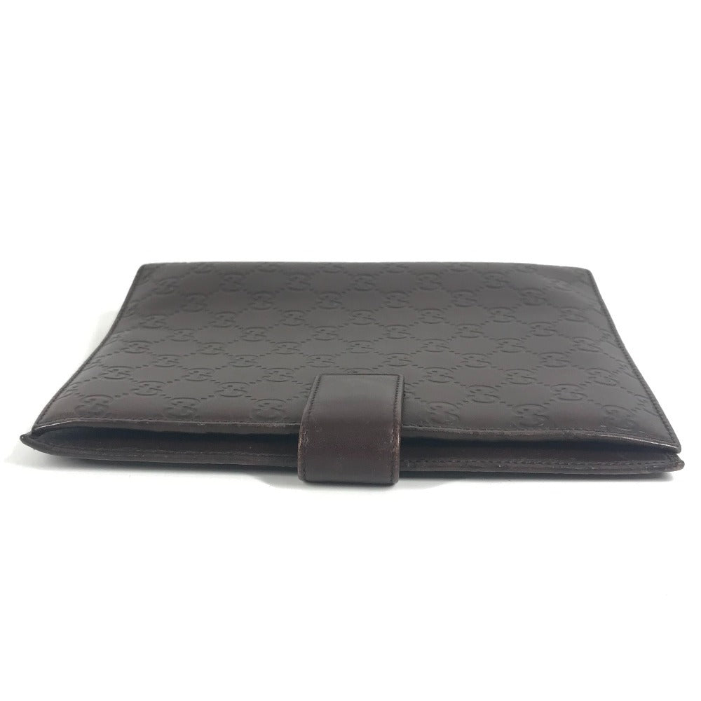 GUCCI 115239 グッチシマ ロゴ GG ステーショナリー 2つ折り ケース ノートカバー シマレザー ユニセックス ブラウン