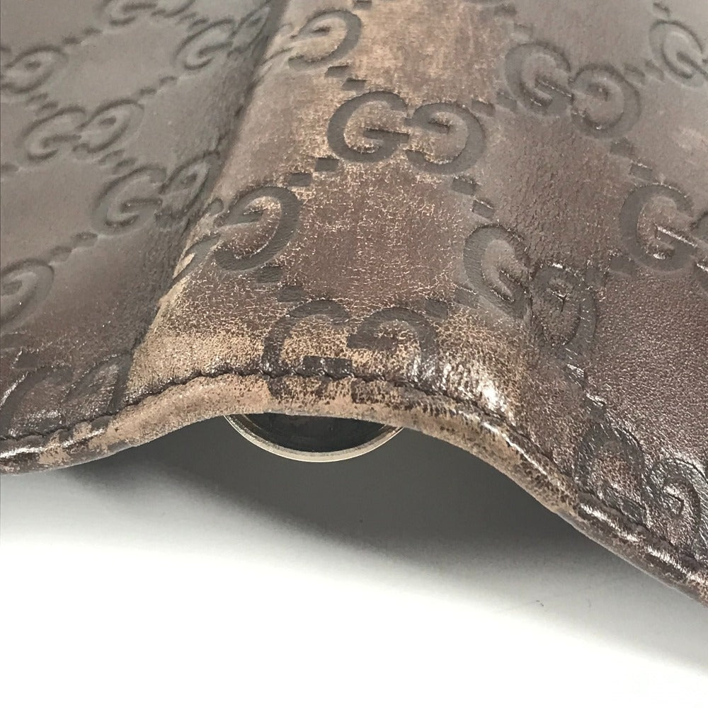 GUCCI 115239 グッチシマ ロゴ GG ステーショナリー 2つ折り ケース ノートカバー シマレザー ユニセックス ブラウン