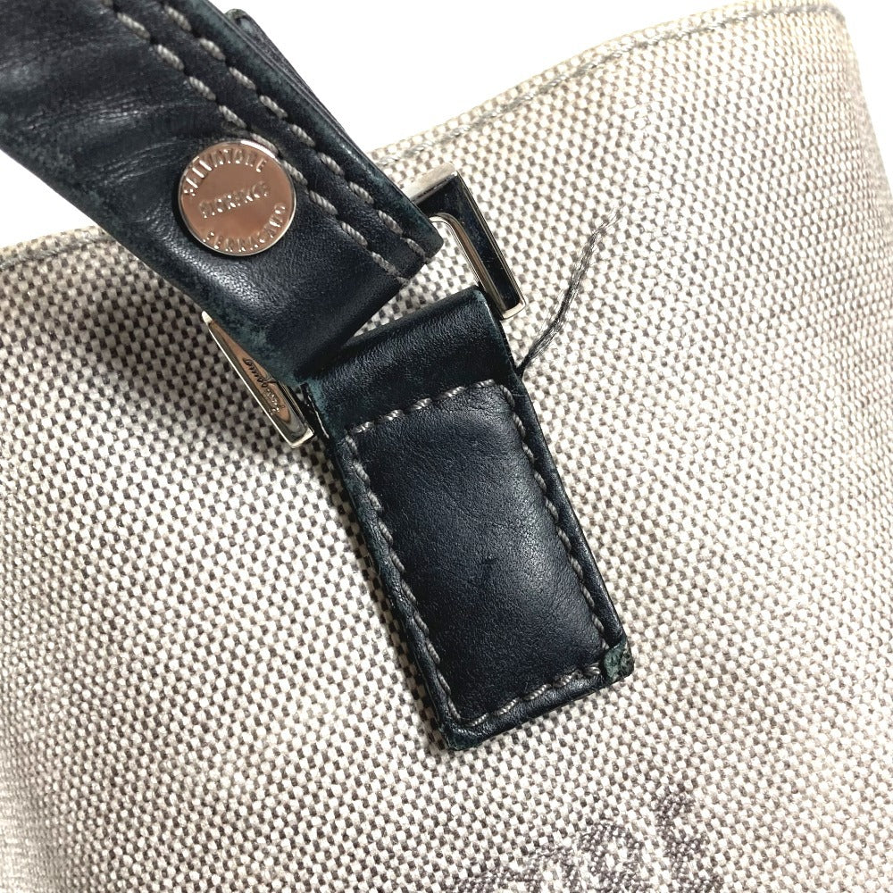 Salvatore Ferragamo バケツ ばけつ ロゴ カバン トートバッグ 肩掛け ショルダーバッグ レザー/コーティングキャンバス ユニセックス ブラック