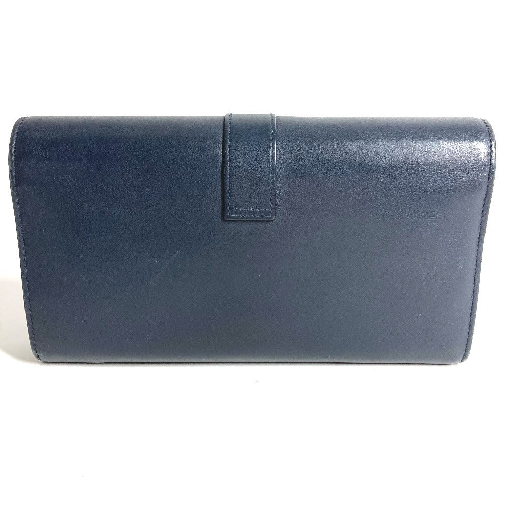 SAINT LAURENT PARIS 414567 YSLライン ロゴ ロングウォレット フラップ 長財布 レザー ユニセックス ネイビー
