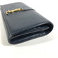 SAINT LAURENT PARIS 414567 YSLライン ロゴ ロングウォレット フラップ 長財布 レザー ユニセックス ネイビー