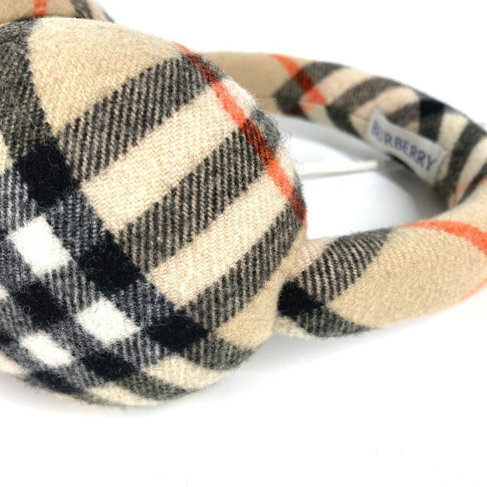 BURBERRY 8105109 チェック ロゴ マフラー 耳あて イヤーマフ ウール レディース ベージュ