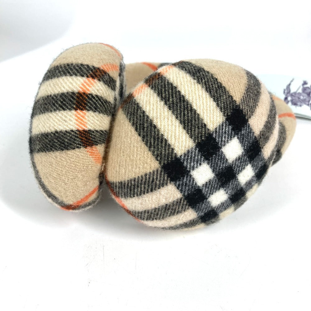BURBERRY 8105109 チェック ロゴ マフラー 耳あて イヤーマフ ウール レディース ベージュ