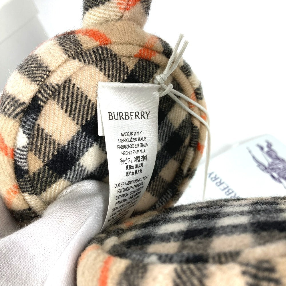 BURBERRY 8105109 チェック ロゴ マフラー 耳あて イヤーマフ ウール レディース ベージュ