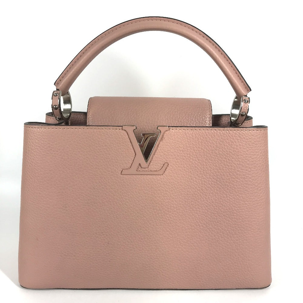 LOUIS VUITTON M42258 Capucines PM Tote Bag, Taurillon Leather Handbag, Magnolia Pink