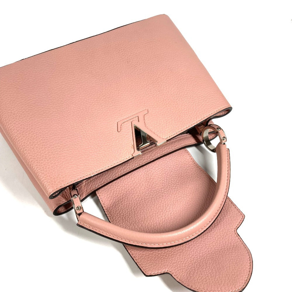 LOUIS VUITTON M42258 Capucines PM Tote Bag, Taurillon Leather Handbag, Magnolia Pink