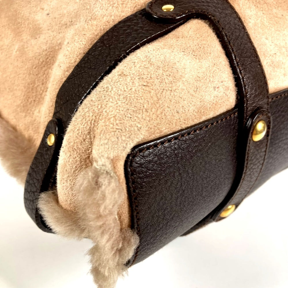 Salvatore Ferragamo フリンジ タッセル ファー トートバッグ カバン 肩掛け ハンドバッグ ショルダーバッグ ムートン レディース ベージュ