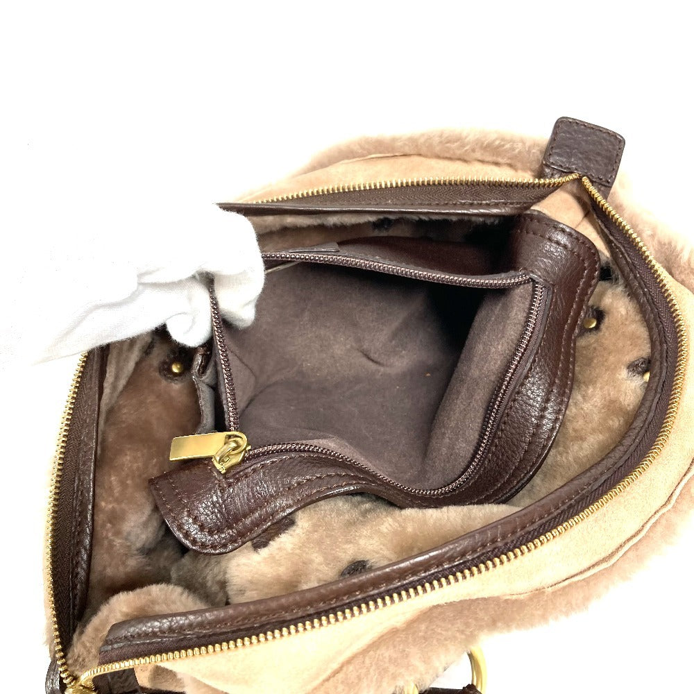 Salvatore Ferragamo フリンジ タッセル ファー トートバッグ カバン 肩掛け ハンドバッグ ショルダーバッグ ムートン レディース ベージュ