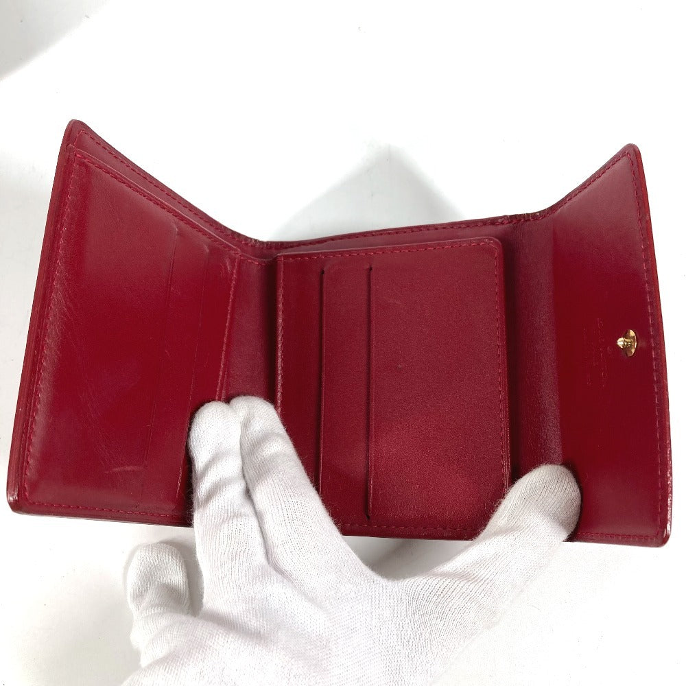 LOUIS VUITTON M91982 モノグラムヴェルニ ポルトモネ ビエ カルト クレディ コンパクトウォレット 3つ折り財布 モノグラムヴェルニキャンバス レディース ポムダムール レッド