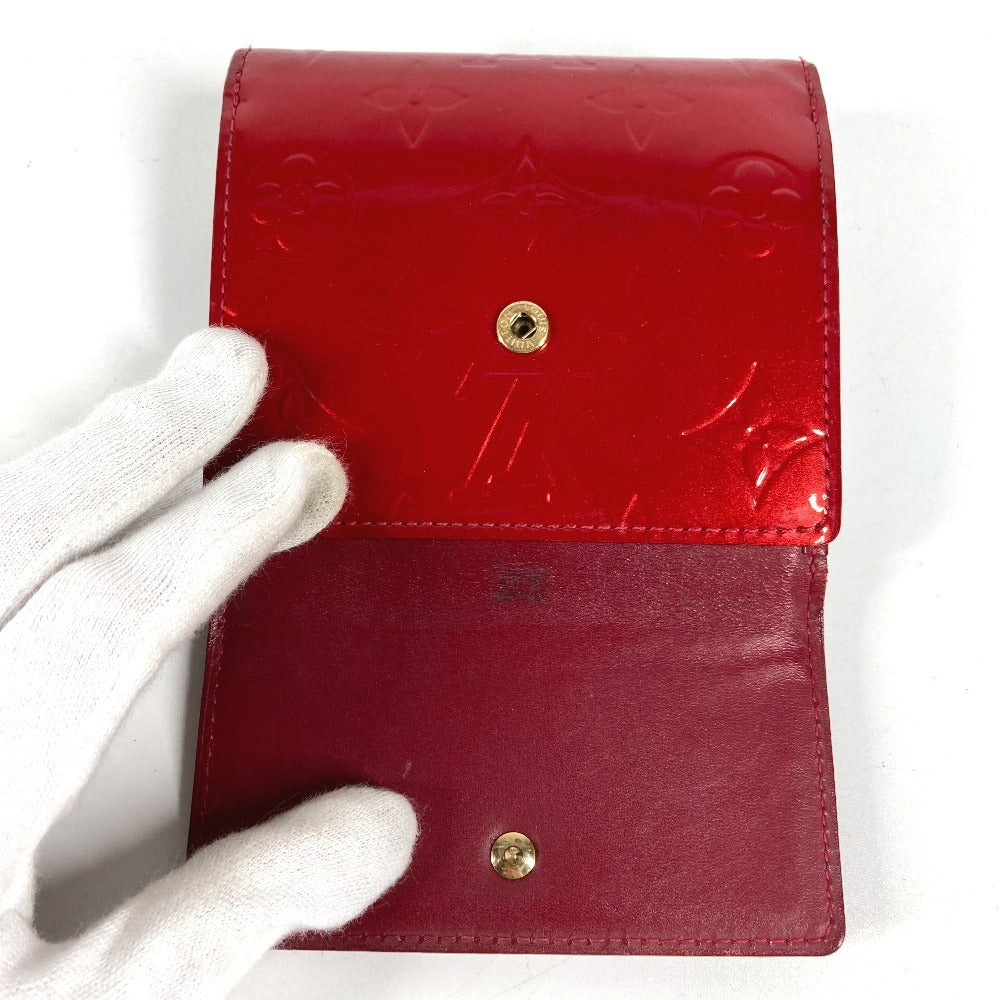 LOUIS VUITTON M91982 モノグラムヴェルニ ポルトモネ ビエ カルト クレディ コンパクトウォレット 3つ折り財布 モノグラムヴェルニキャンバス レディース ポムダムール レッド