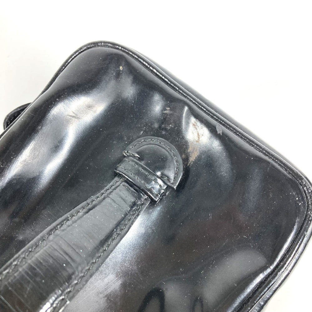 CHANEL Vanity Bag with Mirror, CC Coco Mark Logo, Horizontal Pouch, Makeup Pouch, Cosmetic Pouch, Handbag, Patent Leather, Women's, Black