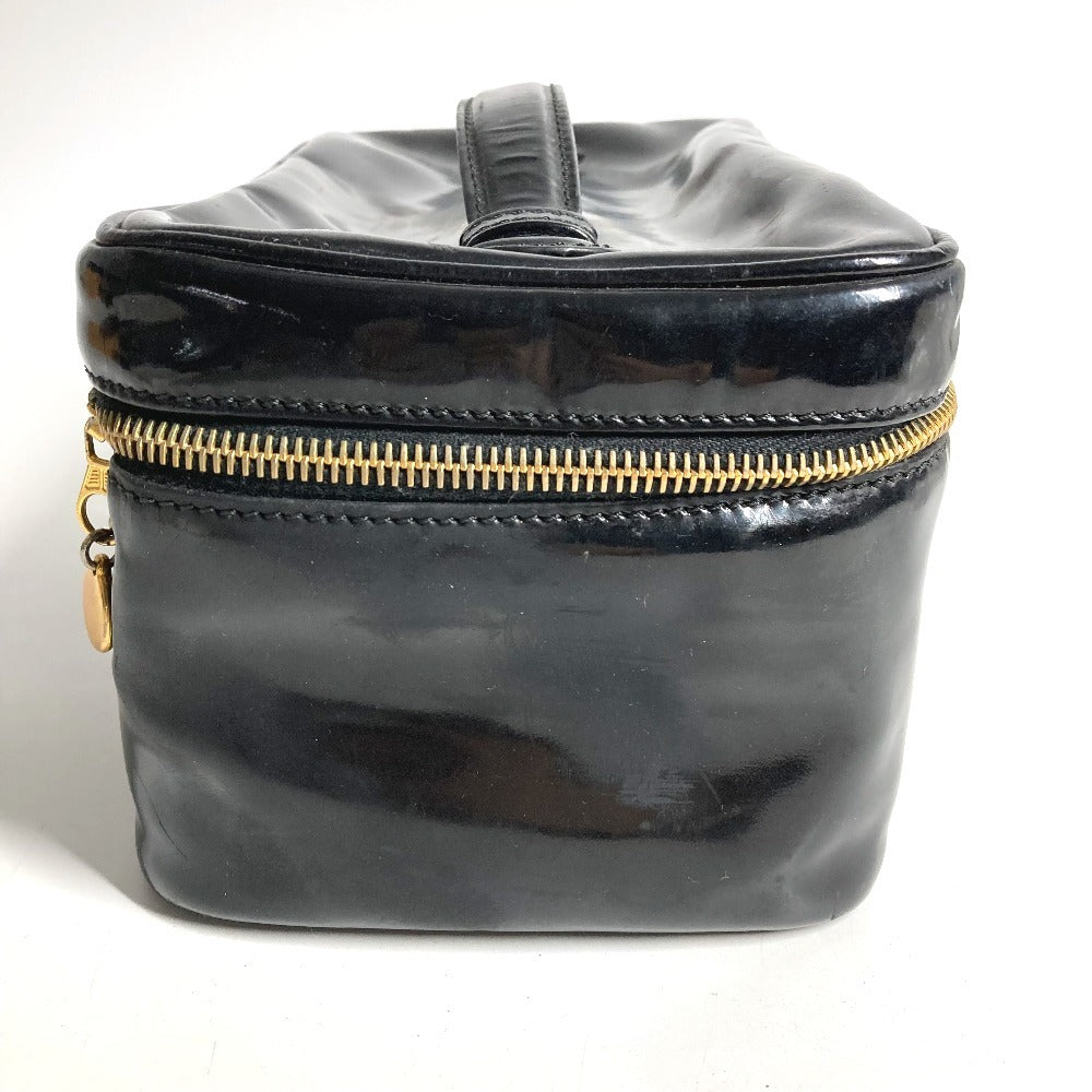 CHANEL Vanity Bag with Mirror, CC Coco Mark Logo, Horizontal Pouch, Makeup Pouch, Cosmetic Pouch, Handbag, Patent Leather, Women's, Black