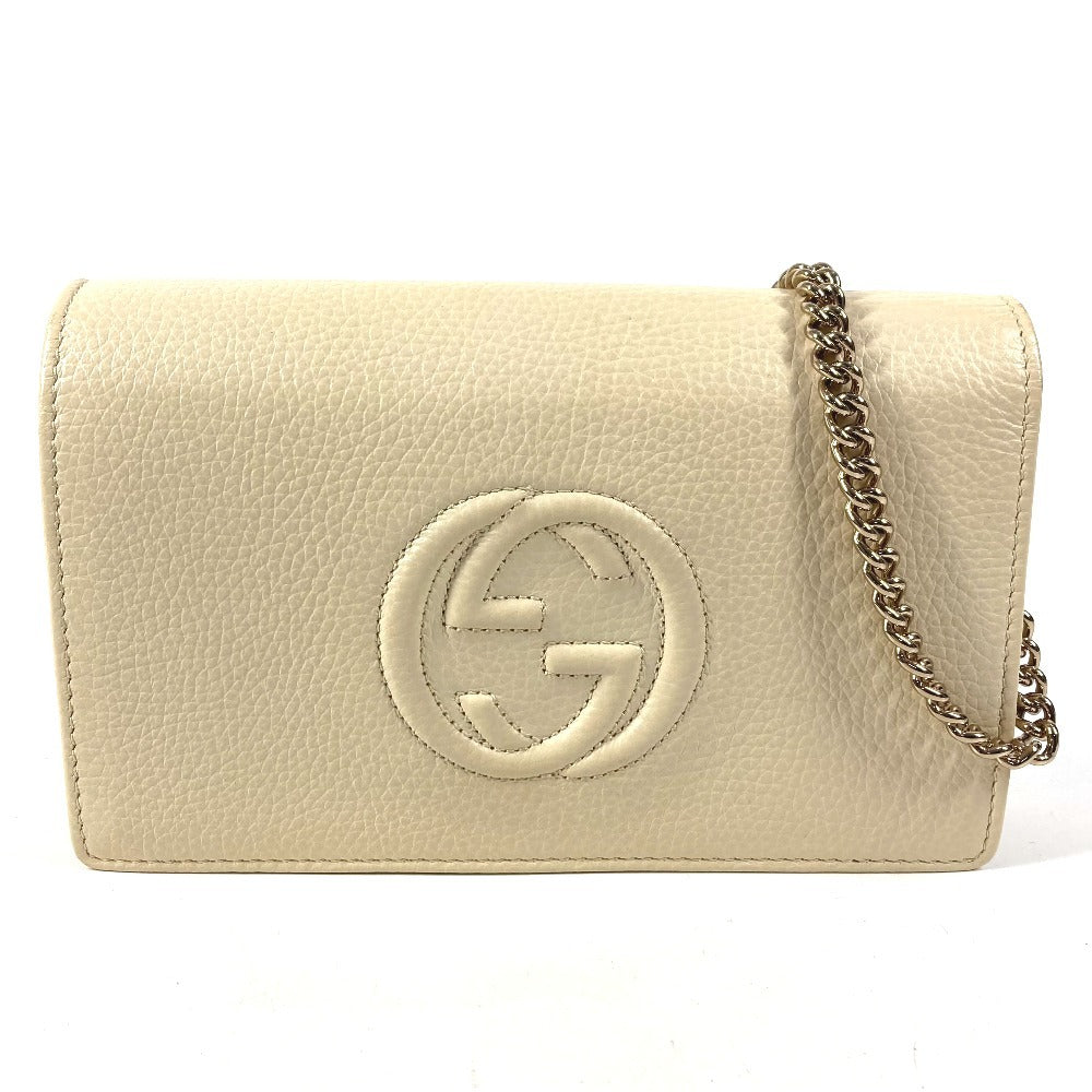 GUCCI 598211 GG ロゴ インターロッキングG ソーホー ロングウォレット チェーンウォレット 長財布 レザー ユニセックス アイボリー系