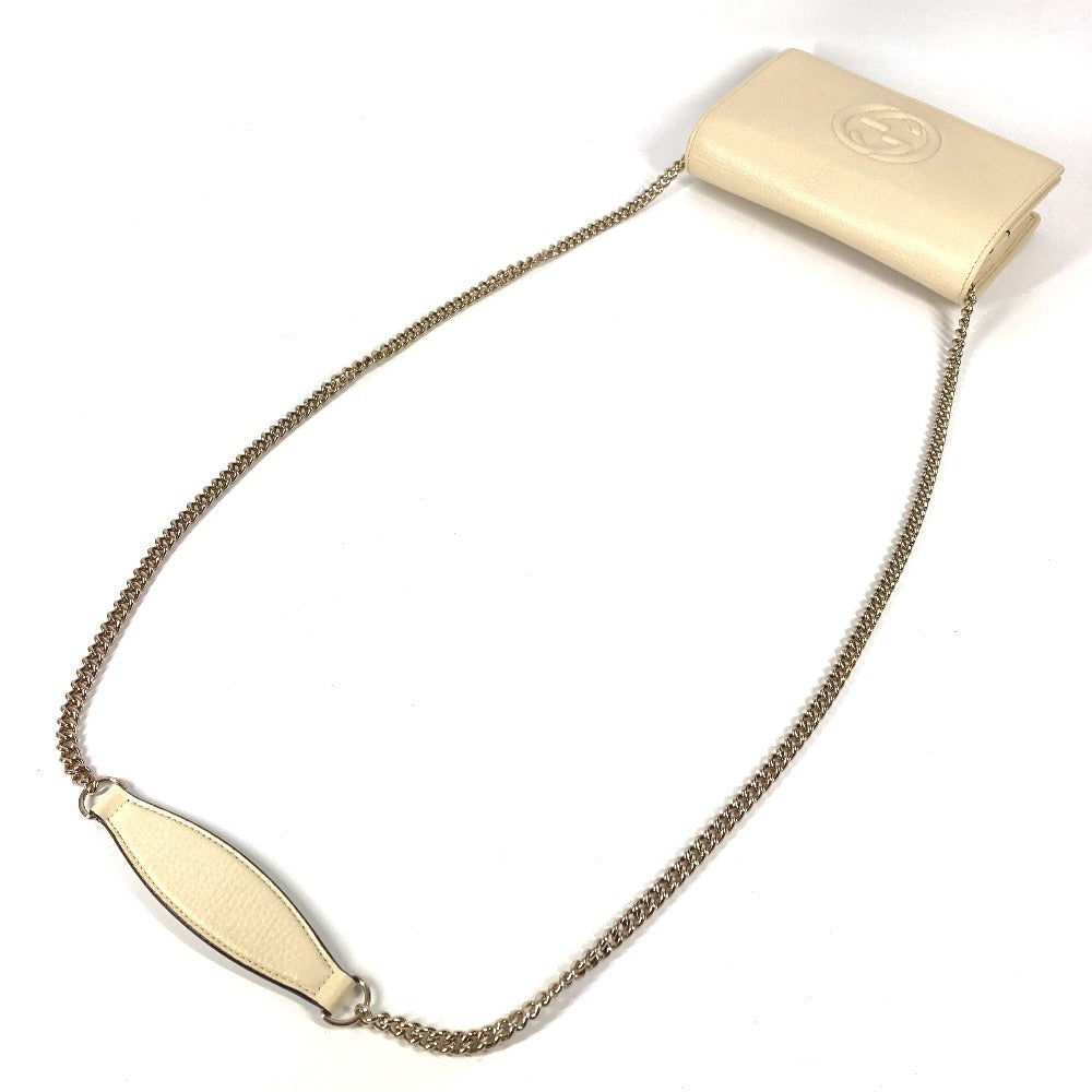 GUCCI 598211 GG ロゴ インターロッキングG ソーホー ロングウォレット チェーンウォレット 長財布 レザー ユニセックス アイボリー系