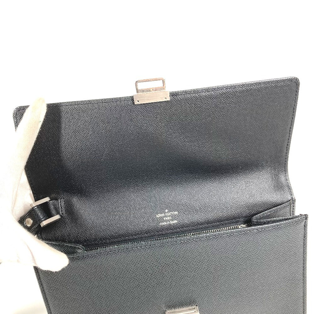 LOUIS VUITTON M30782 Taiga Selenga Bag, Strap, Flap Pouch, Clutch Bag, Second Bag, Taiga Leather, Men's, Ardoise, Black