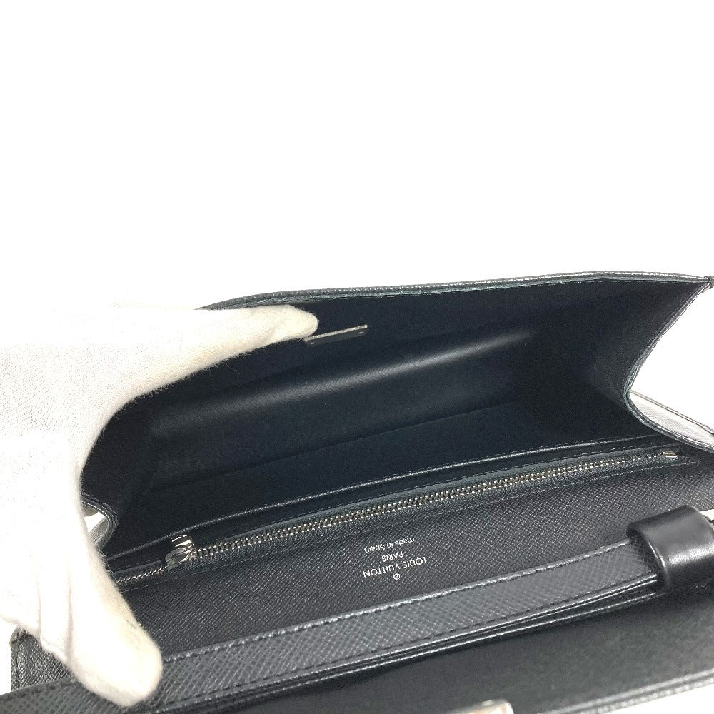 LOUIS VUITTON M30782 Taiga Selenga Bag, Strap, Flap Pouch, Clutch Bag, Second Bag, Taiga Leather, Men's, Ardoise, Black