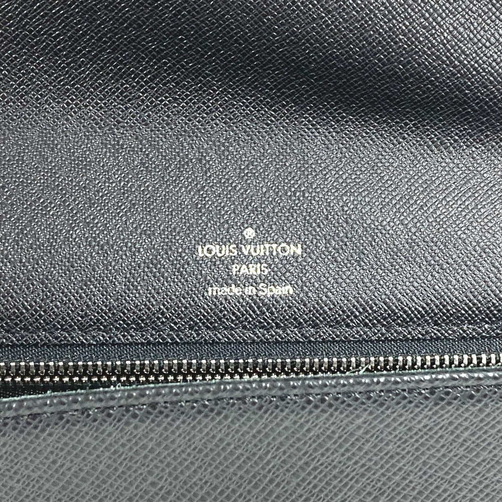 LOUIS VUITTON M30782 Taiga Selenga Bag, Strap, Flap Pouch, Clutch Bag, Second Bag, Taiga Leather, Men's, Ardoise, Black