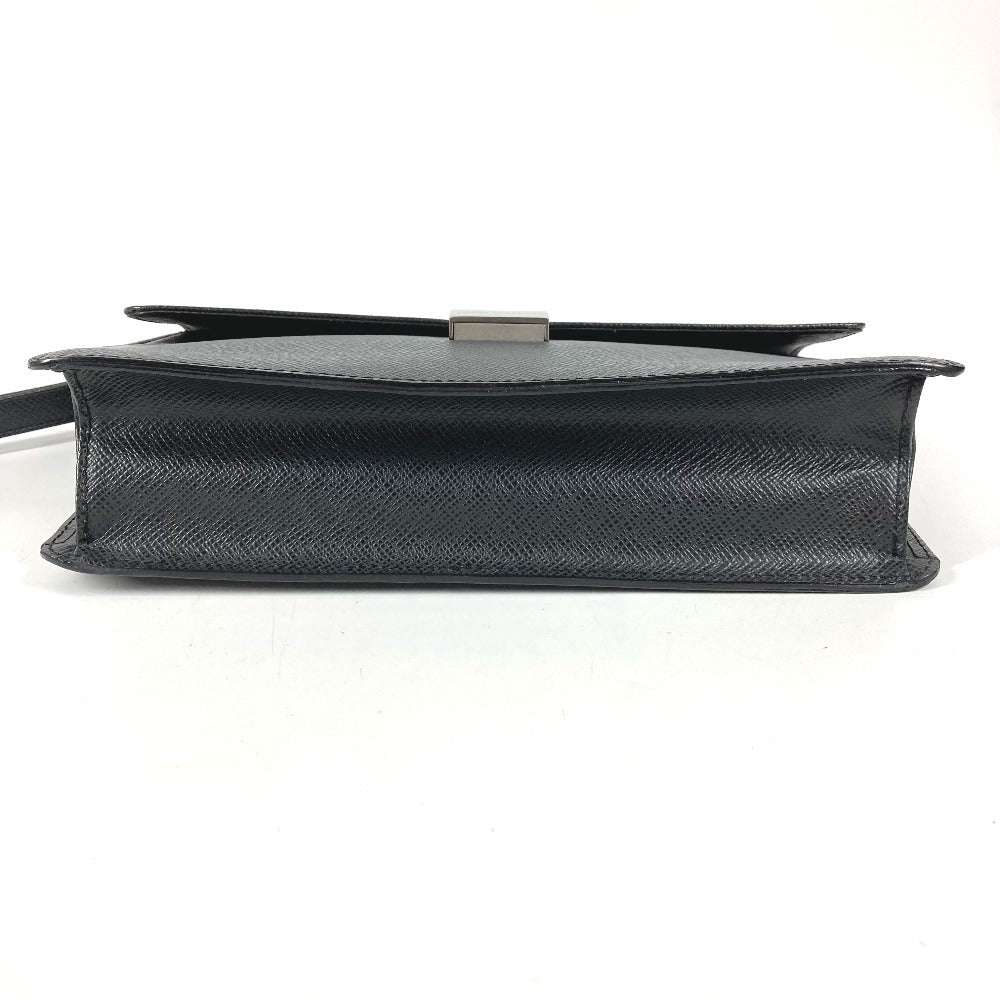 LOUIS VUITTON M30782 Taiga Selenga Bag, Strap, Flap Pouch, Clutch Bag, Second Bag, Taiga Leather, Men's, Ardoise, Black