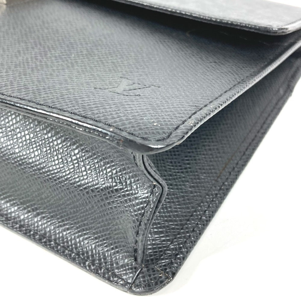 LOUIS VUITTON M30782 Taiga Selenga Bag, Strap, Flap Pouch, Clutch Bag, Second Bag, Taiga Leather, Men's, Ardoise, Black