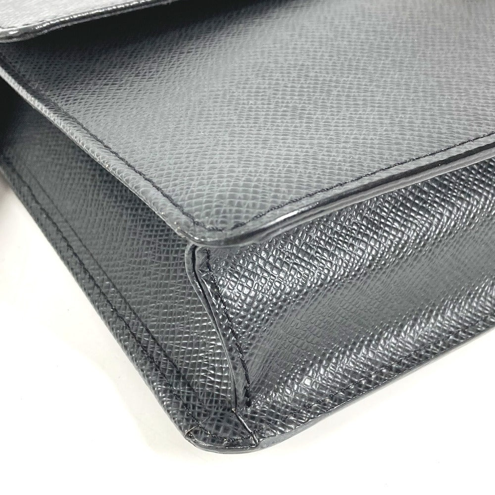 LOUIS VUITTON M30782 Taiga Selenga Bag, Strap, Flap Pouch, Clutch Bag, Second Bag, Taiga Leather, Men's, Ardoise, Black
