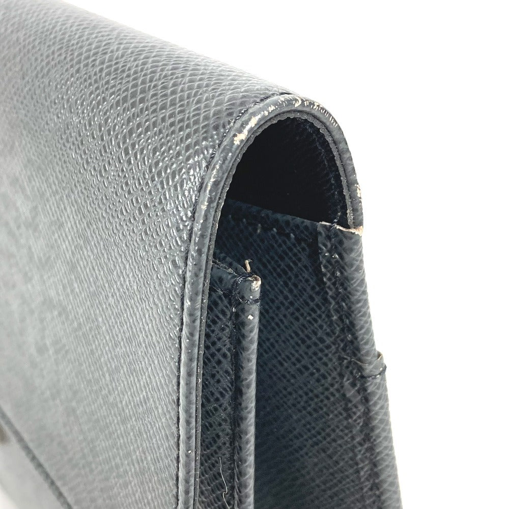 LOUIS VUITTON M30782 Taiga Selenga Bag, Strap, Flap Pouch, Clutch Bag, Second Bag, Taiga Leather, Men's, Ardoise, Black