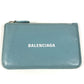 BALENCIAGA 637130 Fragment Case Wallet Coin Purse Square Coin Case Leather Unisex Blue