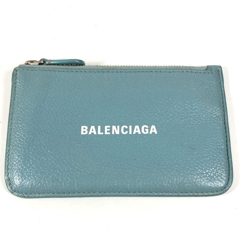 BALENCIAGA 637130 Fragment Case Wallet Coin Purse Square Coin Case Leather Unisex Blue