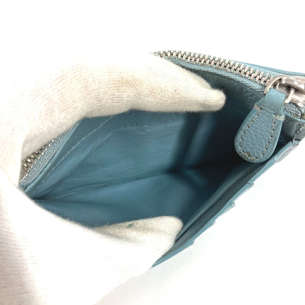 BALENCIAGA 637130 Fragment Case Wallet Coin Purse Square Coin Case Leather Unisex Blue
