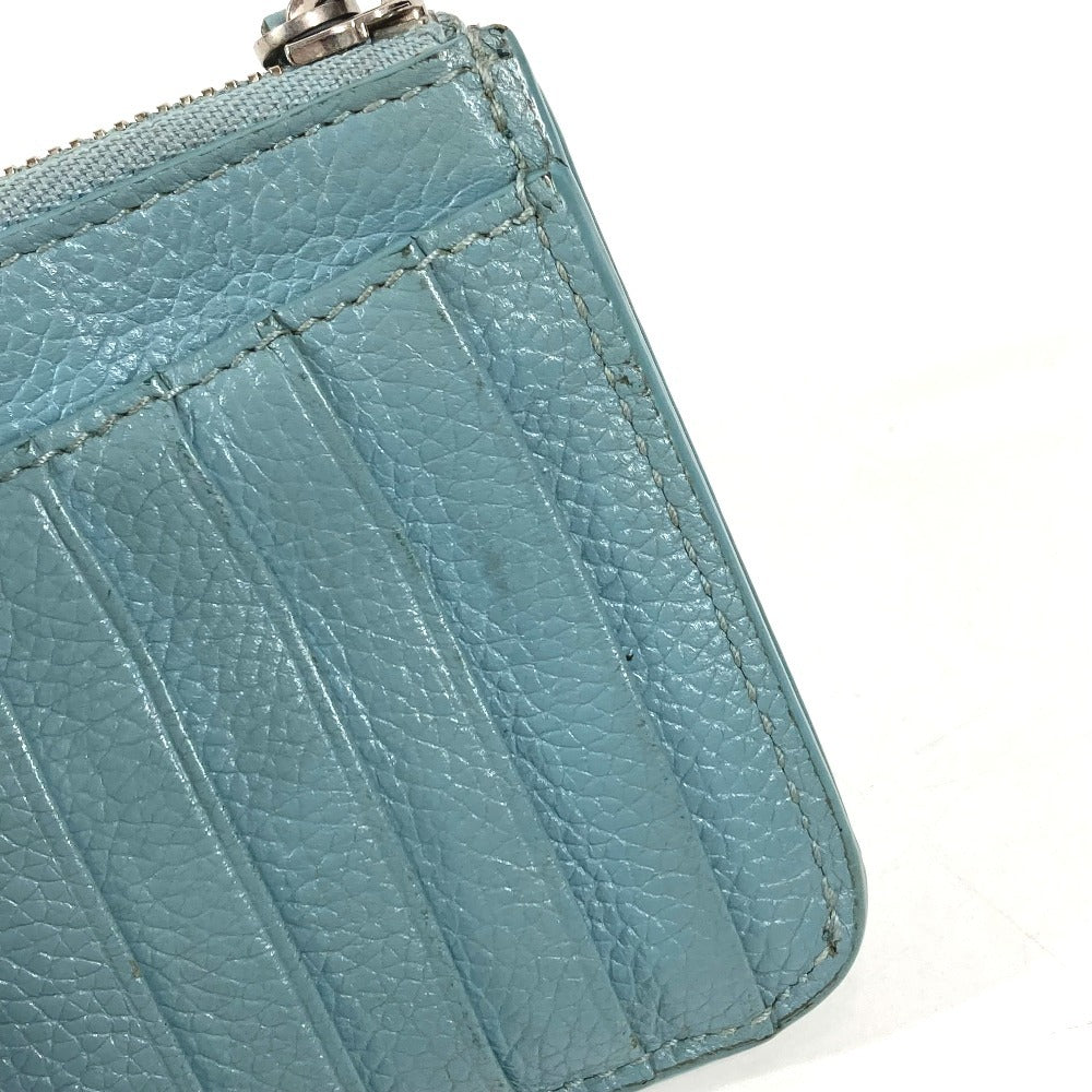 BALENCIAGA 637130 Fragment Case Wallet Coin Purse Square Coin Case Leather Unisex Blue