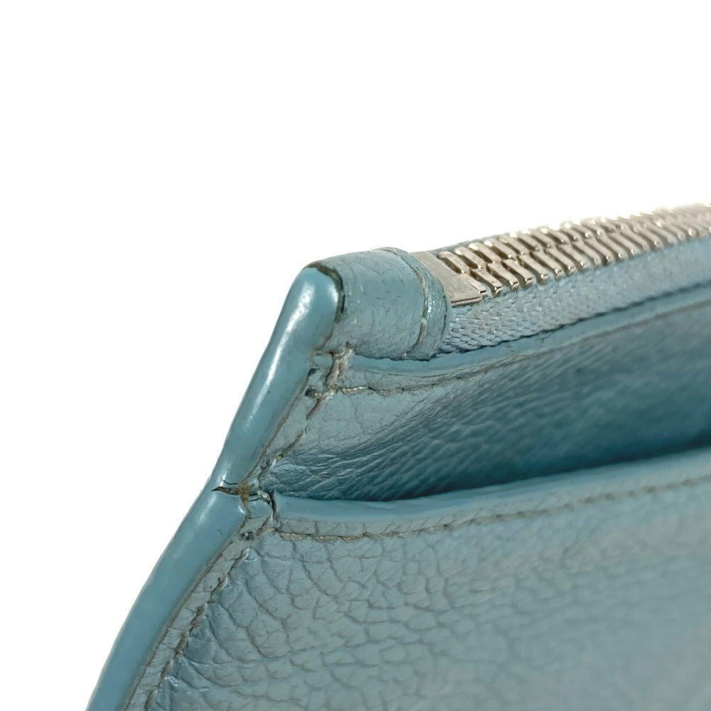 BALENCIAGA 637130 Fragment Case Wallet Coin Purse Square Coin Case Leather Unisex Blue