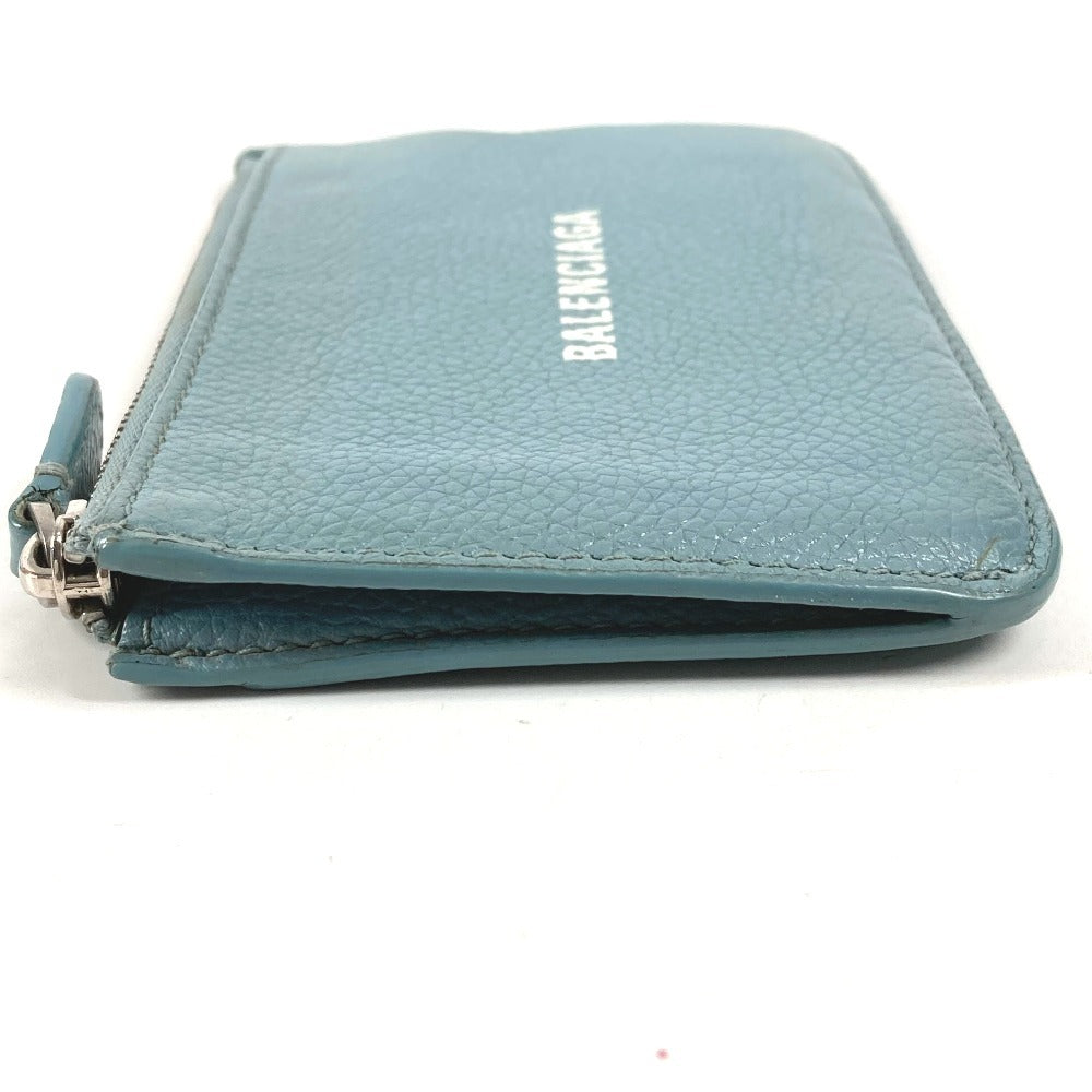 BALENCIAGA 637130 Fragment Case Wallet Coin Purse Square Coin Case Leather Unisex Blue