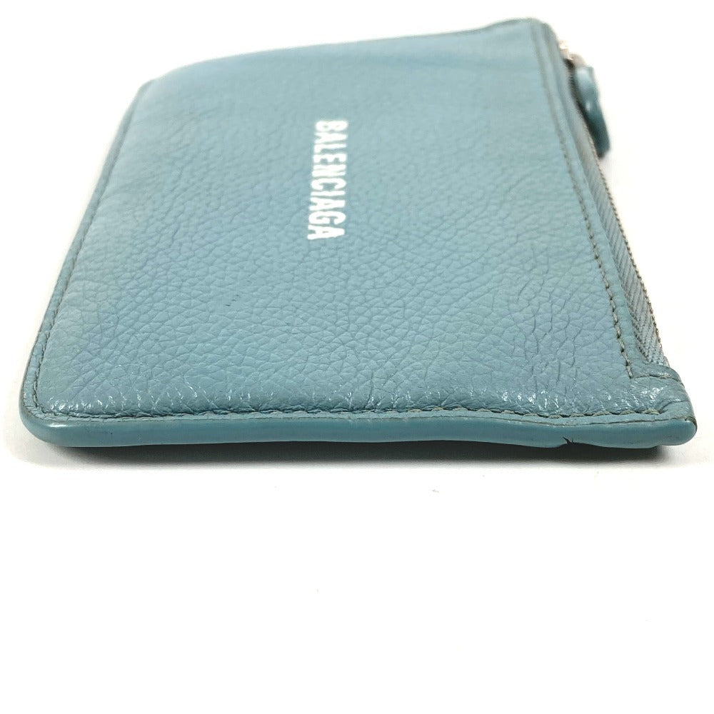 BALENCIAGA 637130 Fragment Case Wallet Coin Purse Square Coin Case Leather Unisex Blue