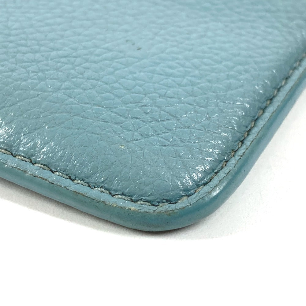 BALENCIAGA 637130 Fragment Case Wallet Coin Purse Square Coin Case Leather Unisex Blue