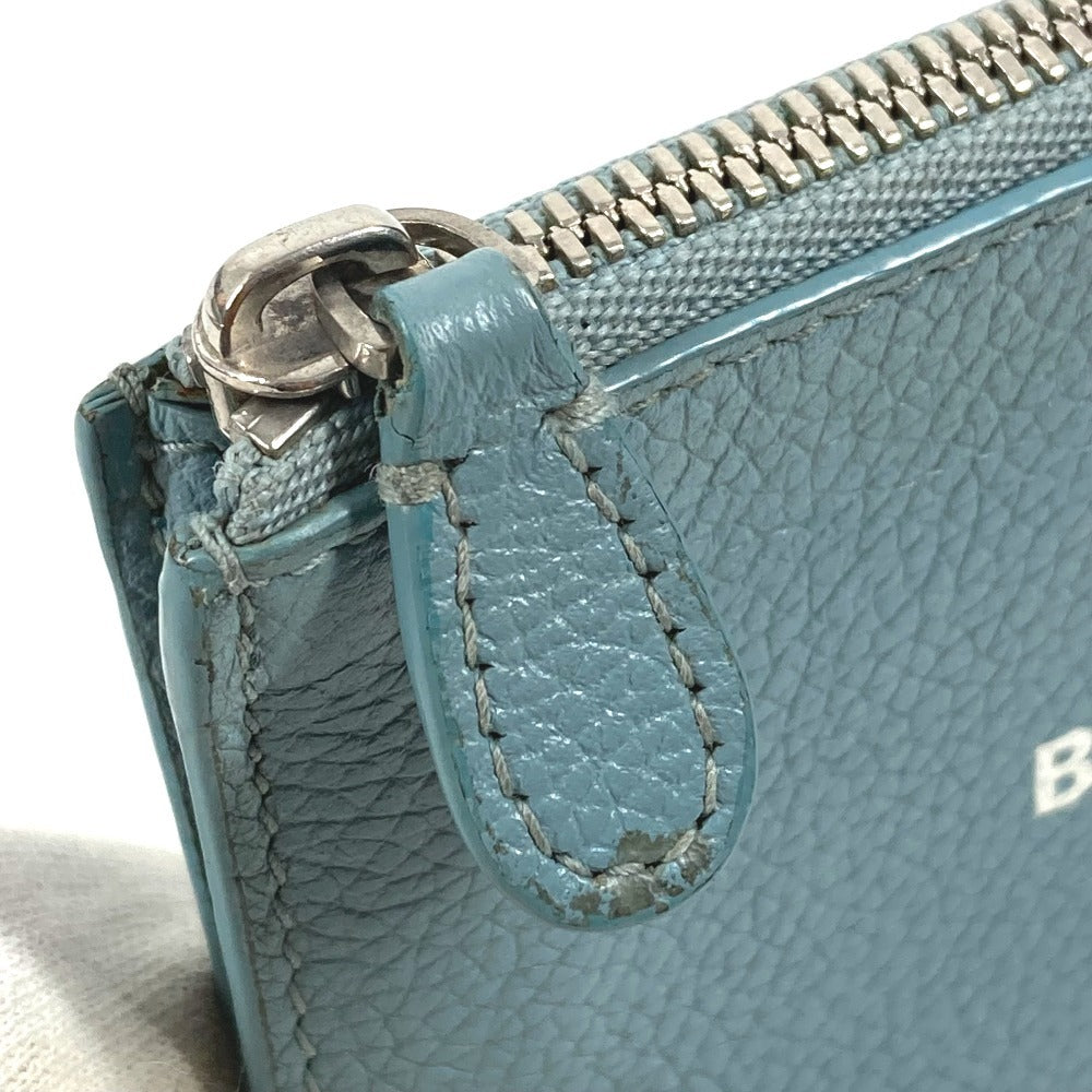 BALENCIAGA 637130 Fragment Case Wallet Coin Purse Square Coin Case Leather Unisex Blue
