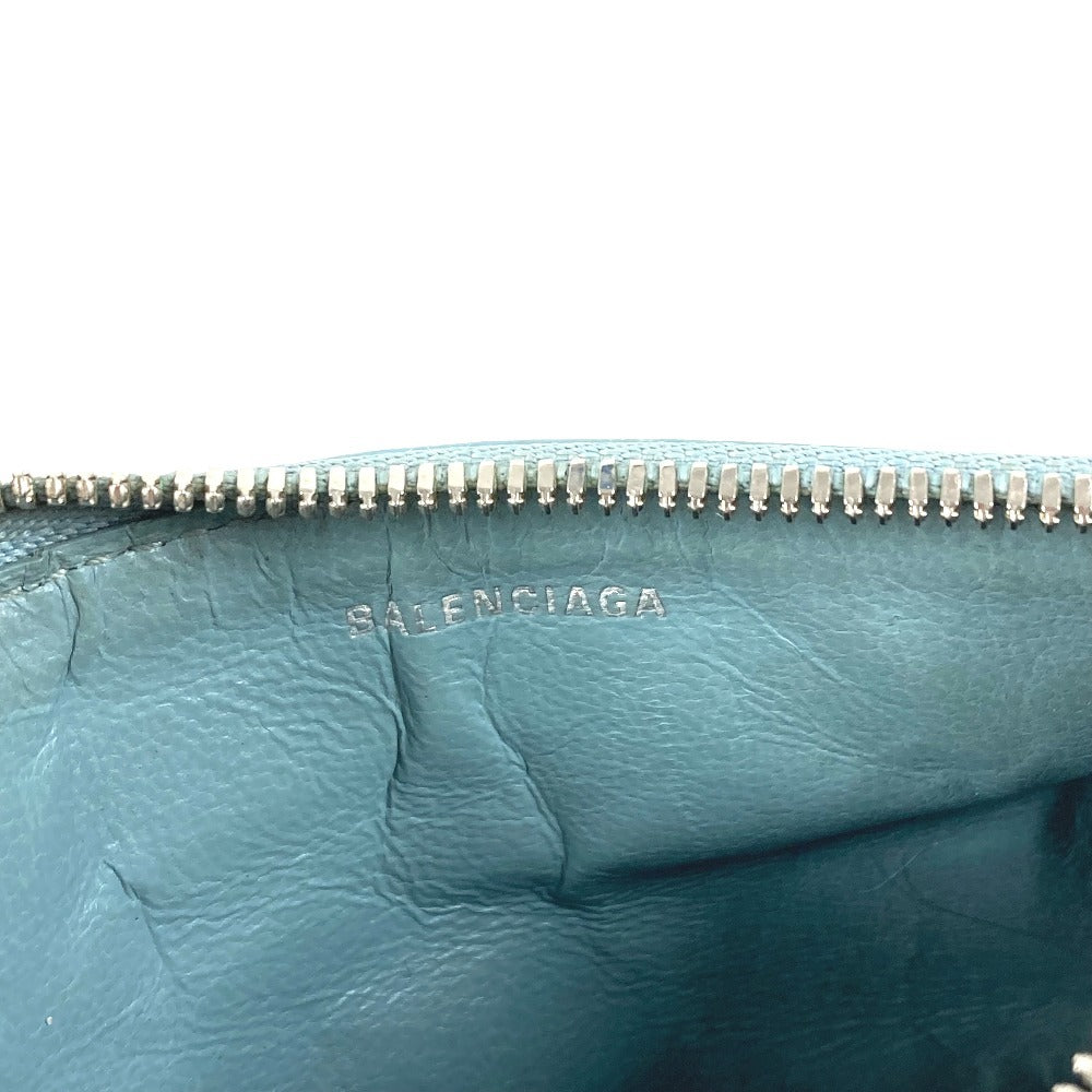 BALENCIAGA 637130 Fragment Case Wallet Coin Purse Square Coin Case Leather Unisex Blue