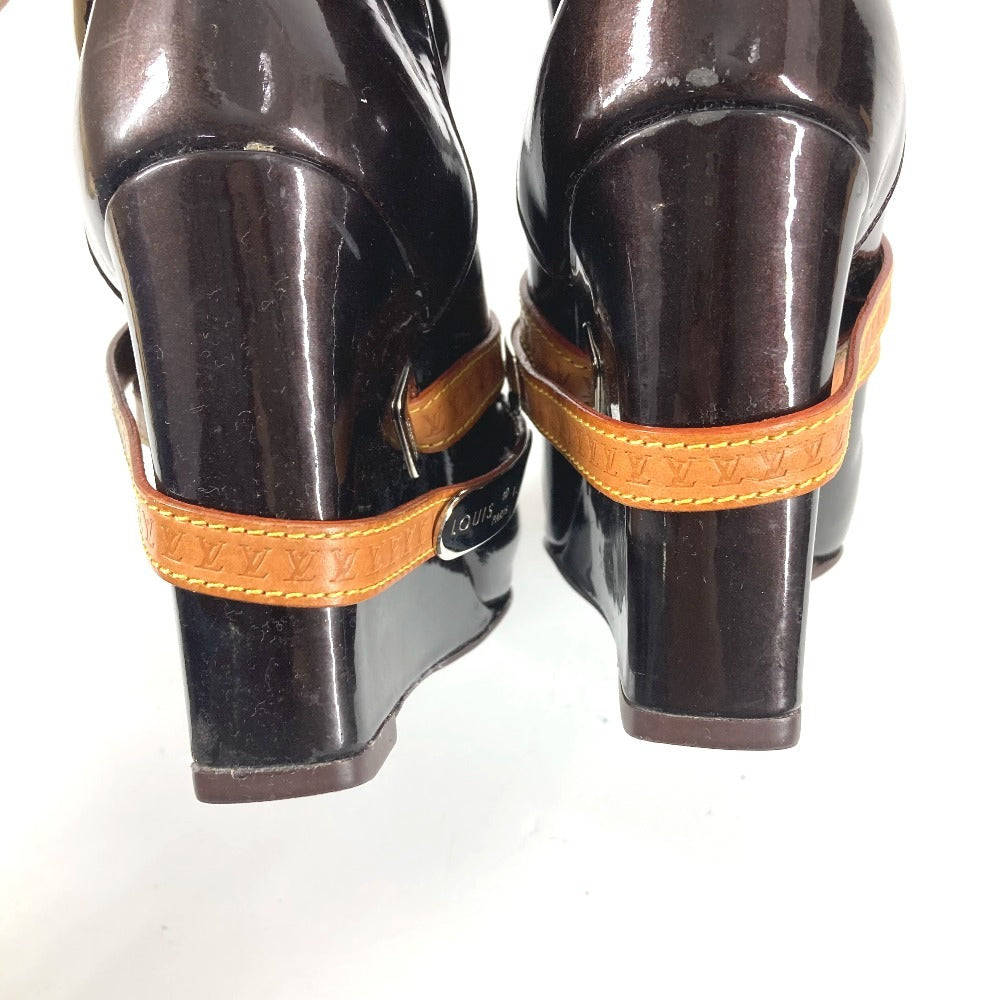 LOUIS VUITTON ヴェルニ ロングブーツ 靴 ベルト付き LVロゴ シューズ ブーツ パテントレザー レディース アマラント パープル