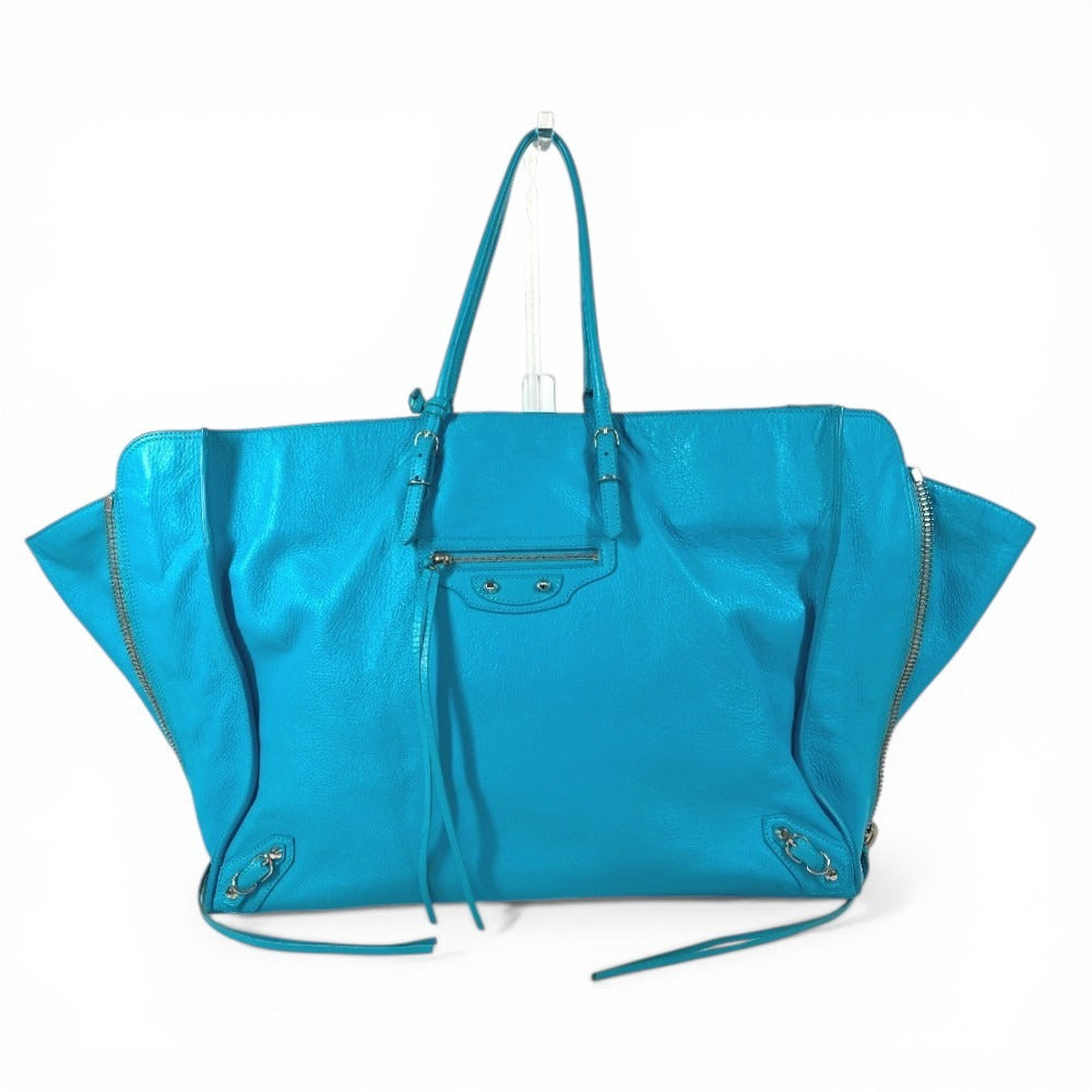 LOUIS VUITTON 357333 A4　ザ ペーパー 肩掛け トートバッグ カバン ミラー付き 鏡 ショルダーバッグ レザー ユニセックス ブルー