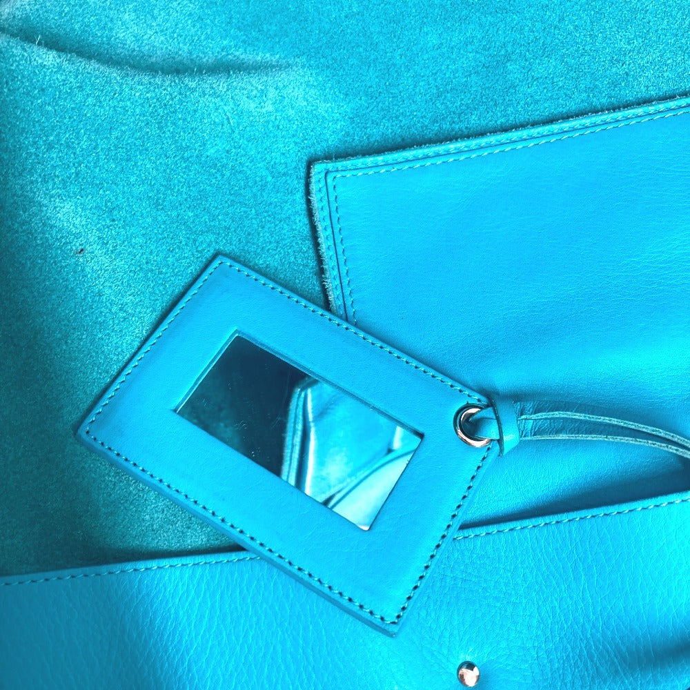 LOUIS VUITTON 357333 A4　ザ ペーパー 肩掛け トートバッグ カバン ミラー付き 鏡 ショルダーバッグ レザー ユニセックス ブルー