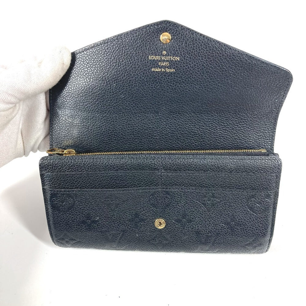 LOUIS VUITTON M61182 Monogram Empreinte Portefeuille Sarah Long Wallet Flap Bifold Long Wallet Monogram Empreinte Leather Unisex Noir Black