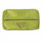 PRADA Tissue Case Pocket Tissue Mini Triangle Logo Plate Cover Pouch Unisex Light Green