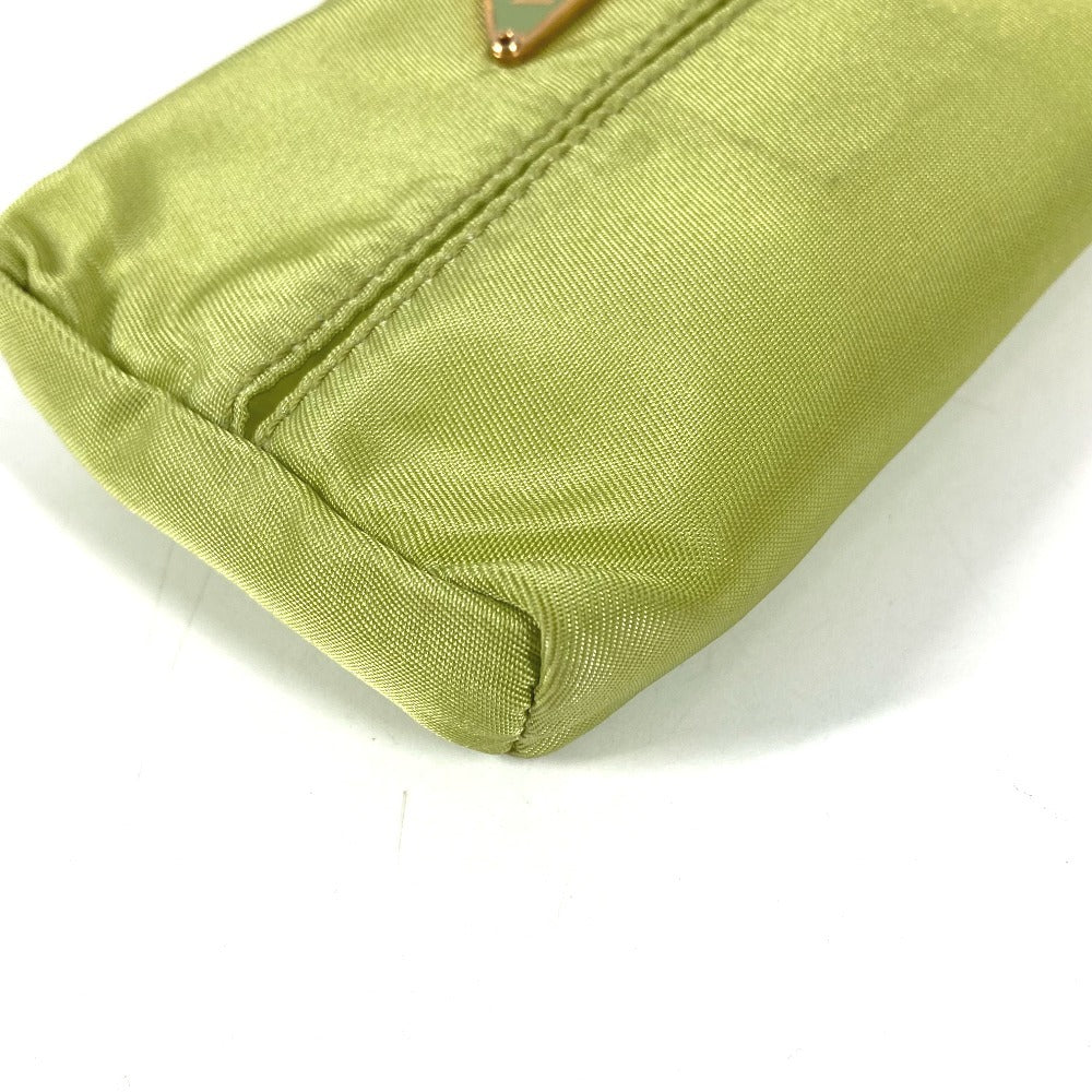 PRADA Tissue Case Pocket Tissue Mini Triangle Logo Plate Cover Pouch Unisex Light Green